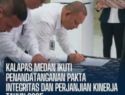 Kalapas Kelas I Medan Ikut Menghadiri Kegiatan Penandatangan Fakta Integritas Dan Perjanjian Kerja Tahun 2025,Serta Pelantikan Dan Pengambilan Sumpah Ka UPT Pemasyarakatan Sumut