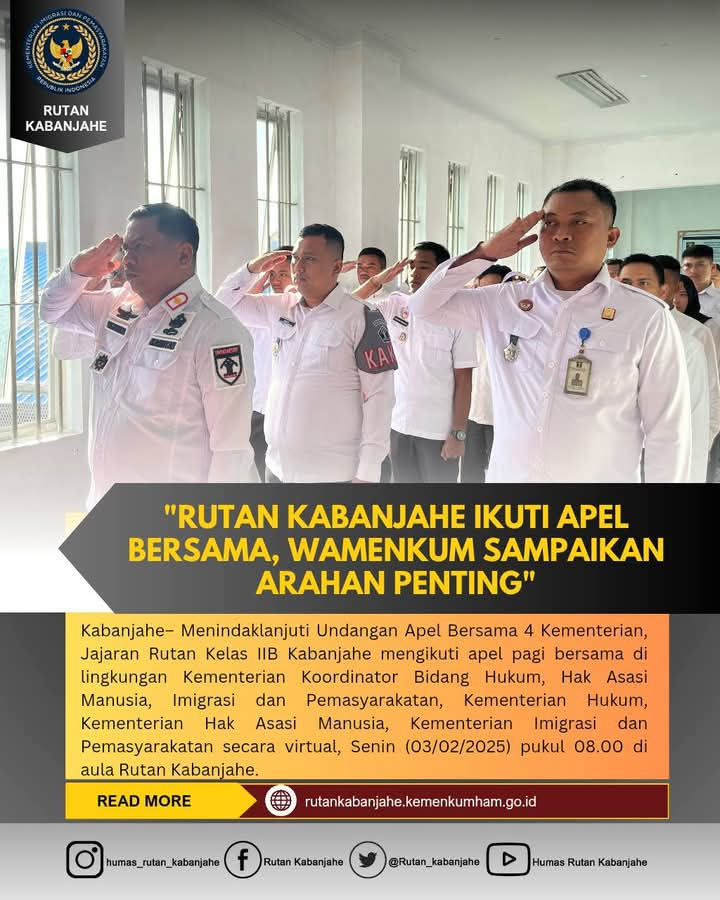 Rutan Kabanjahe Ikuti Apel Bersama, Wamenkum Sampaikan Arahan Penting