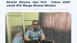 Lapas Palu Usulkan Remisi Khusus Idul Fitri  Tahun 2025 untuk 603 Warga Binaan Muslim