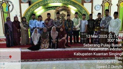 Polsek Cerenti Hadiri Kegiatan Safari Ramadhan Kecamatan Inuman di Masjid Nurul Huda